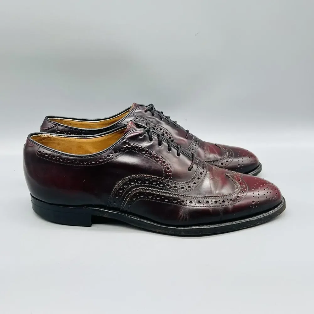 Johnston & Murphy Shoes Men 9.5 Brown Leather Executive Collection Wingtip Dress